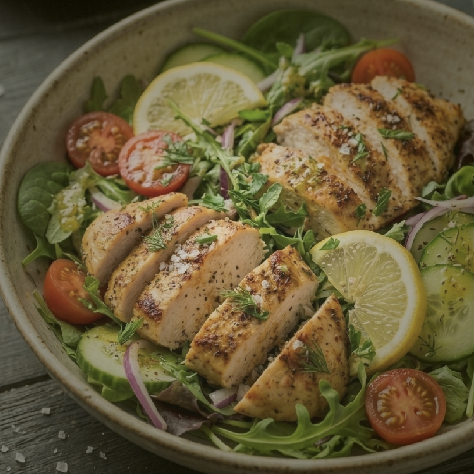 Spring Savour: Grilled Chicken Salad with Lemon-Pear Vinaigrette