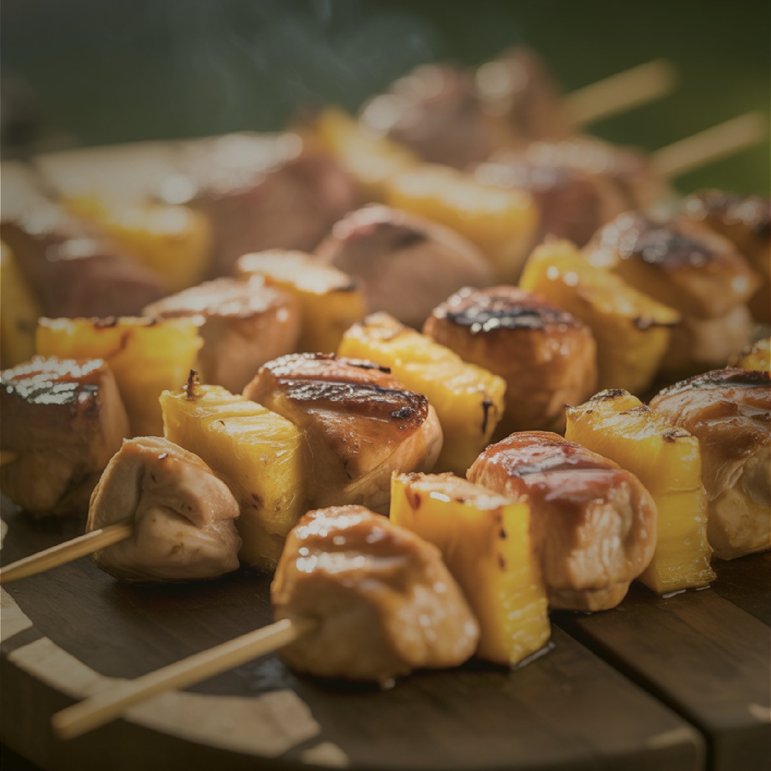 Mango Pineapple Coconut Chicken Skewers